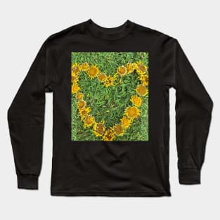 Sunflower Heart with grass Long Sleeve T-Shirt